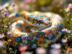 Floral Snake Beautiful Digital Art Transparent Download PNG File