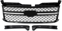 Gloss Black Front Upper Grill Compatible with 2003-2007 Chevy Silverado 1500 250