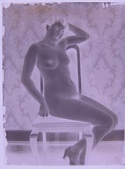 Artistic Woman Nude on a Chair Vintage Circa 1920 Large Glass Negative