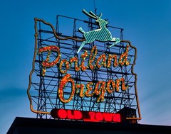 The White Stag neon sign in Portland, Oregon 11″x14″ Photograph Print 11×14