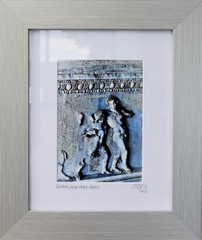 Ancient Greece Travel Photography, Athens Blue Male Nudes, Framed Original