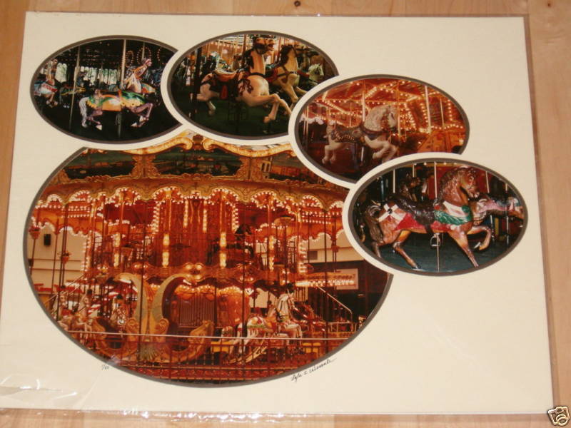 WESSALE PHOTO COLLAGE 16 x 20 MERRY GO ROUND DENTZEL HORSES CAROUSEL MATTED