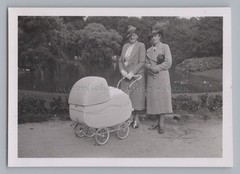 2 Women with Hats & Prams – Vintage Photo 1930s 1940s