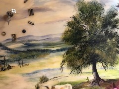 State Of texas Shaped Homestead And bluebonnets Painting On Wood / Signed