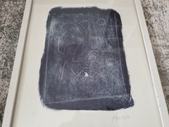 Abstract Art, Swan Dove? Signed AW 03/98, frame white matt 32.3×42.3 cm