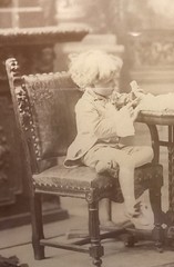 Vtg 1898 Sepia 18X14”Photograph Portrait Playing Doctor Boy & Girl