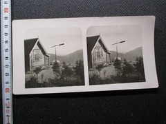 RARE Professional Photo Antique! STEREOSCOPE stereo image = signal station from the Flö near Bergen