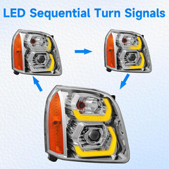 500% Brighter LED DRL Projector Headlight Assembly Compatible with 2007 2008 200