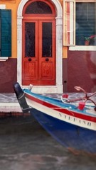 Ltd Edition signed photograph depicting colorful houses & boats on canal Venice