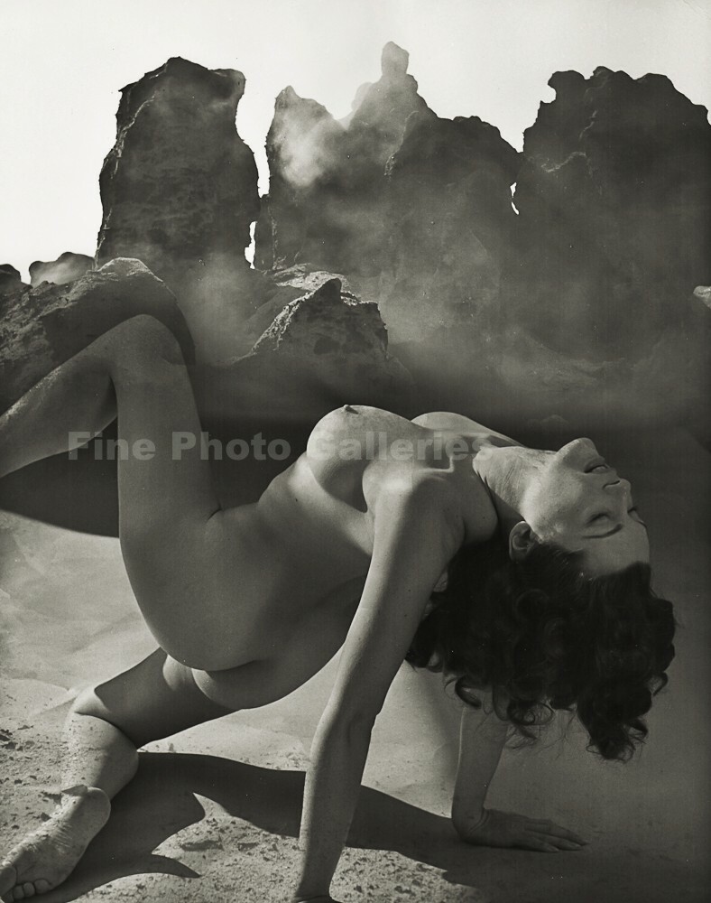 1950 Original ANDRE DE DIENES Female Nude Surreal Landscape Vintage Silver Photo