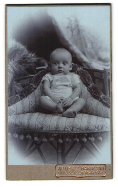 Photograph Willibald Hartmann, Gross Schönau i. S., portrait cute little ski