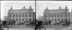 STEREO GLASS NEGATIVE, PARIS, old classic cars, Palais Garnier, cityscapes, ra
