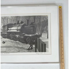 Anthony Cabot Log Train New Hampshire 1988 Signed Photo 20×16 Silver Frame B&W