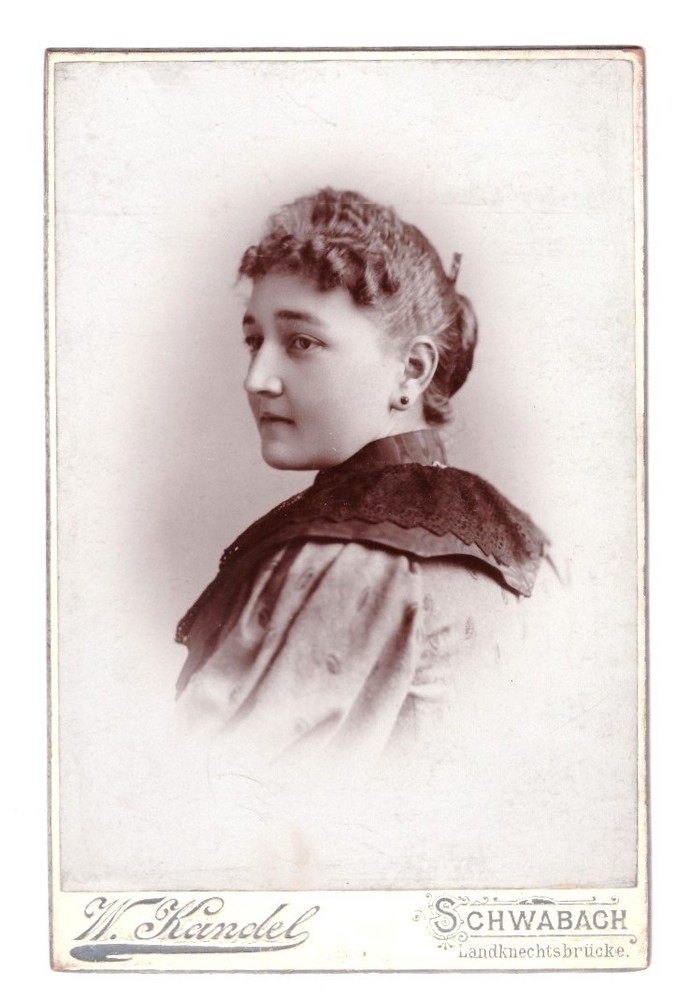 Beautiful KAB photo around 1900, pretty young lady, Schwabach