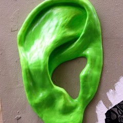 Paris Street Art Green Ear, Lithography Print on Board, Photograph 16″ x 20″