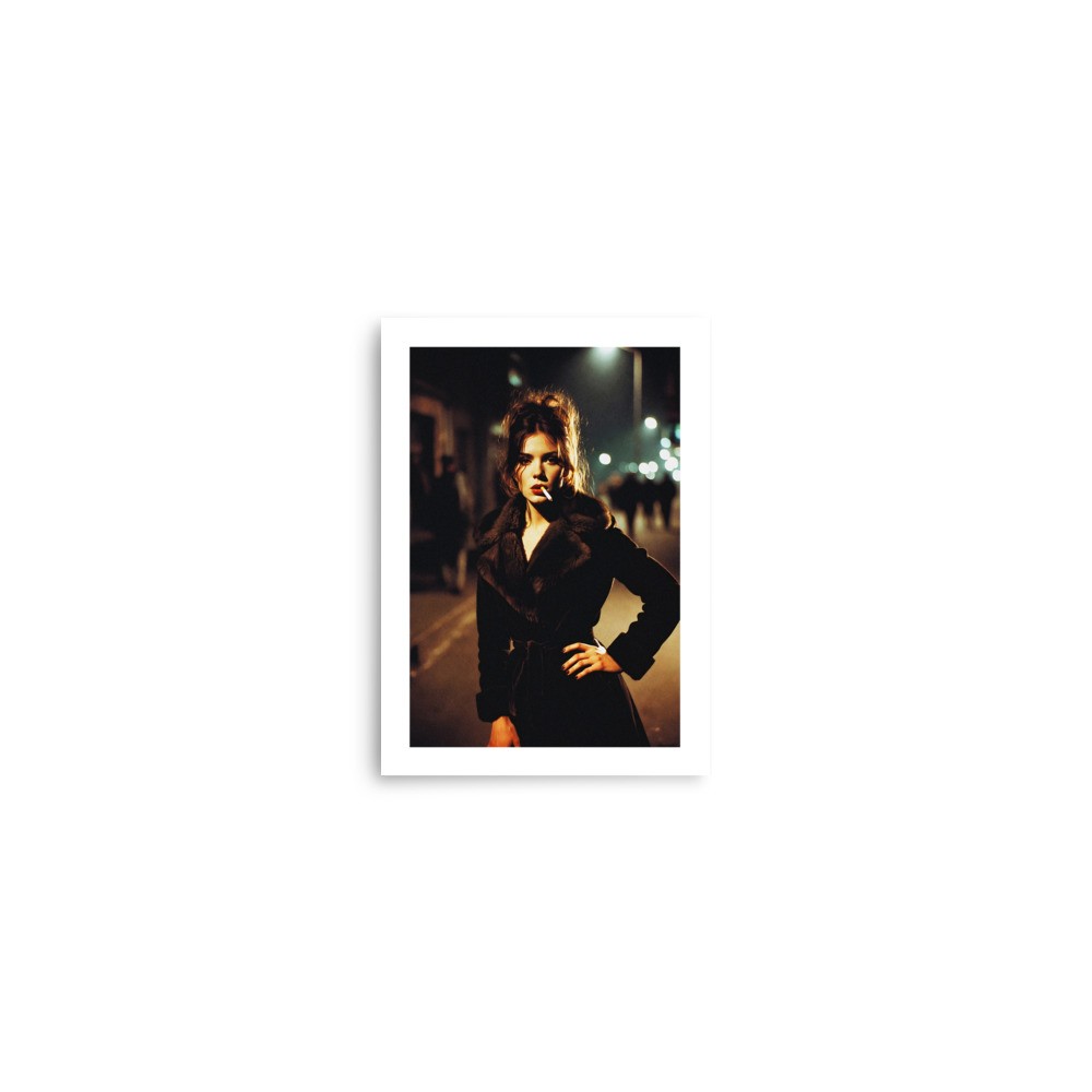 Vintage Style 1970s Nightlife Bad Girl Smoking Photo Print