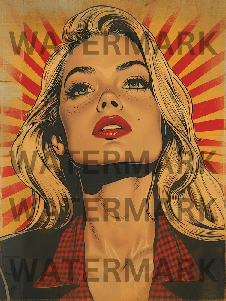 Digital Image Vintage Retro Portrait Model Woman USA Wallpaper Photo AI Art
