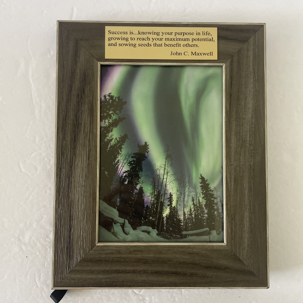 John C. Maxwell Inspirational Quote Framed Forest Aurora Northern Lights Photo