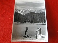 Vintage 1930s/40s Colorado Linen Backed Silver Gelatin Photo Echo Lake Denver