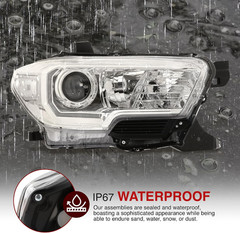 LED DRL Projector Headlights Lamps Housing Reflector Assembly Left Right Pair Co