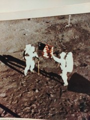 1969 NASA Apollo 11 Moon Landing Astronauts Flag Photo Vintage Print