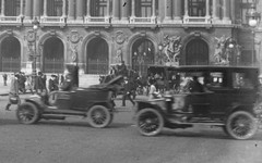 STEREO GLASS NEGATIVE, PARIS, old classic cars, Palais Garnier, cityscapes, ra