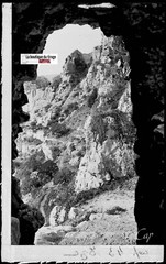 Old Black & White Photo Glass Plate Negative 9X14 Cm, Èze, Rocks, Cliff