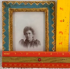 Antique Photo of Lovely Lady in Hand Made & painted Gilded Wood Frame