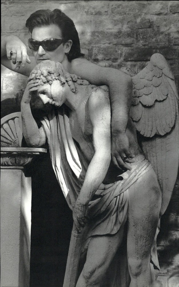 1996 Herb Ritts Singer Activist Bono With Angel Statue Art Photo Engraving