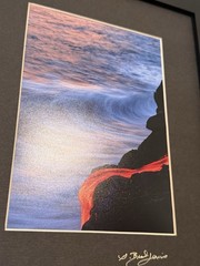 G Brad Lewis Signed Lava Ocean Photo “Endless Balance” Kilauea Volcano 5×7 in