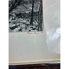 Vintage Roger Boyd Signed 1981 Black White Winter Landscape Framed Photo Art