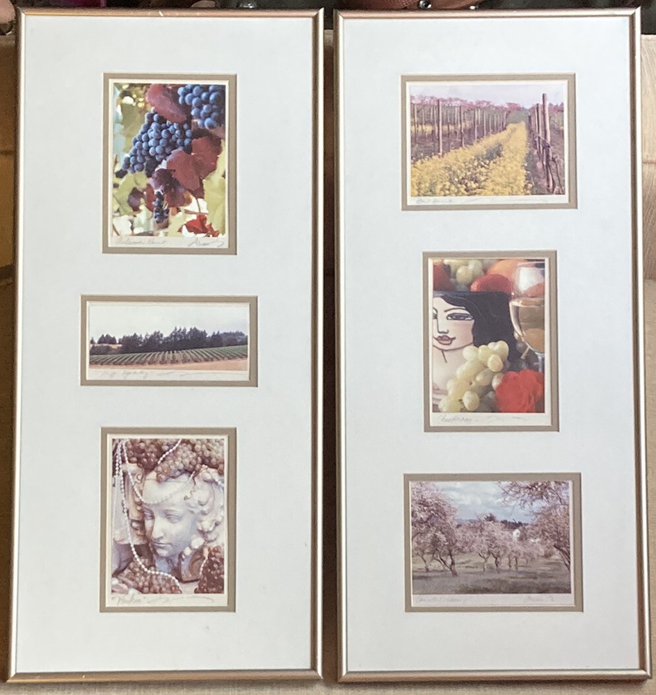 Artist Doreen Wynja Pair Vintage Photograph Art Wine Country Signed Matted EUC!!