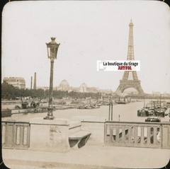 Eiffel Tower Paris Seine Glass Plate Photograph Sepia Positive 8,5×10 cm