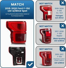 LED Tail Lights Compatible with Ford F150 2018 2019 2020 with Blind Spot Left Dr