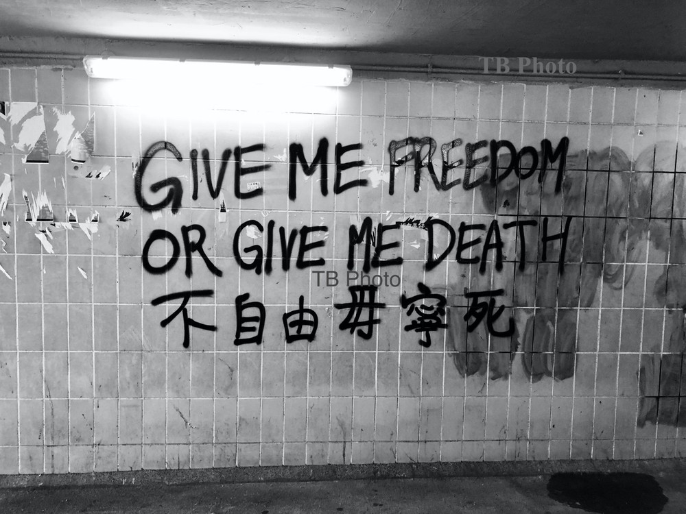 B/W Photograph: Hong Kong China «Give Me Freedom» 8×10