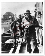 General George Patton Urinating In Rhine River Pair Of WWII 8 x 10 Photos