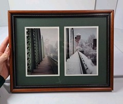 Framed Set Of 2 Images Of Owego New York Bridge In 2 Different Seasons