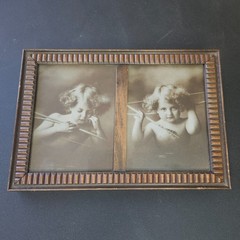 VTG Framed Prints Cupid Awake & Cupid Asleep MB Parkinson 1897 Wood Glass Frame