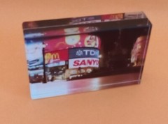 Glass Block with Photo Piccadilly Circus London, Glass L9 x W6 cm, 1980-1990