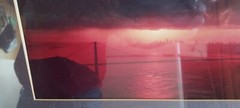 Golden Gate Bridge Sunny Cloudy Framed And Matted Photograph
