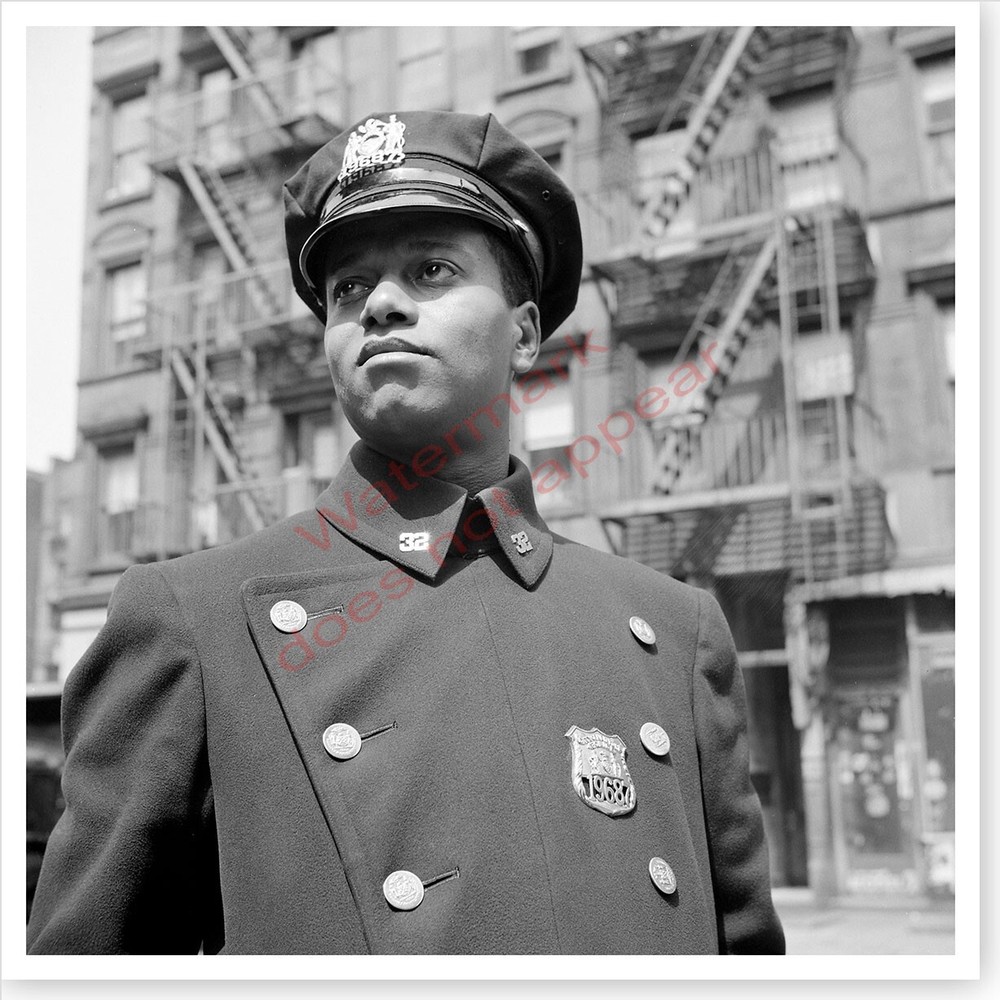 1943 New York City African American Policeman In Front Of Tenements Photo