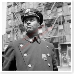 1943 New York City African American Policeman In Front Of Tenements Photo