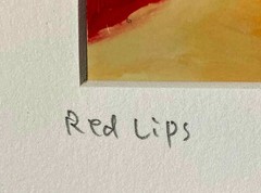 RARE MICHAEL LU «SIGNED» COLOR PHOTO OF ORIGINAL LITHOGRAPH TITLED «RED LIPS»