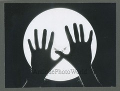Hands over moon vintage abstract art photo D Hunsberger