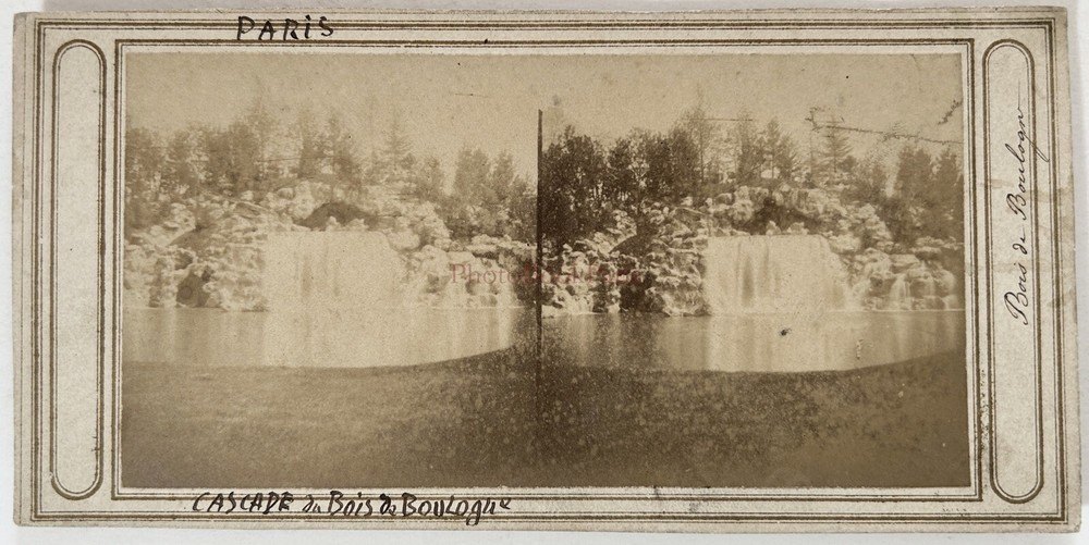 FRANCE Paris Cascade Du Bois De Boulogne C1858 Primitive Stereo Vintage