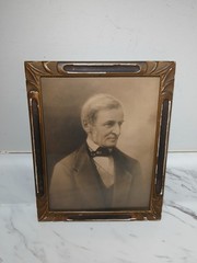 Rare Antique 1900s Ralph Waldo Emerson Portrait Photograph Framed Print 8.25×10″