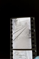 Two old negative pictures – barrier guard house??? No 32 And Tracks