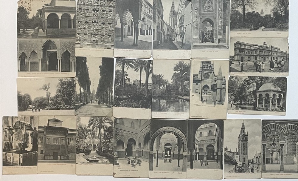 PHOTOGRAPHY ANTIQUE POSTCARDS – Seville Spain – Alcázar, María Luisa Park, City