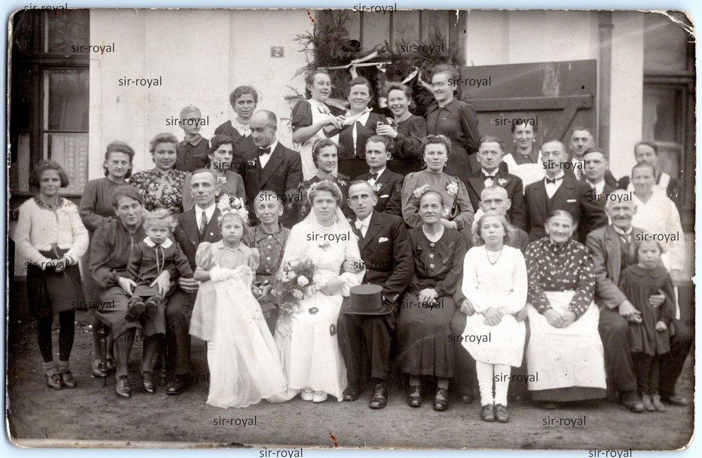 Königshuld Silesia 1941-wedding photo-Poland Osowiec-RPPC photo postcard 14x9cm