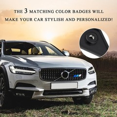 Yourkar Front Grille Badge, Classic Retro Tri-Color Stripe Automotive Mesh Gr…